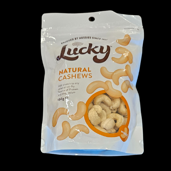 Nuts Lucky Natural Cashews 150gm 1/Ea - $6.50