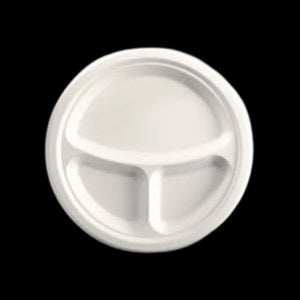 Plate Plant Fibre 3 Compartment  25cm / 10"  500/Ctn - $90.58