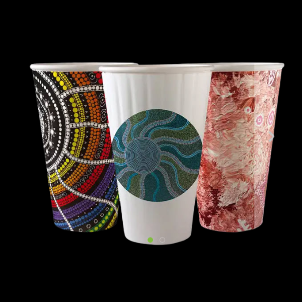 Coffee Cup 460ml / 16oz Double Wall Indigenous 600/Ctn - $139.86