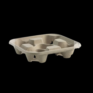 BioCup Tray 4-Cup Pulp 300/Ctn - $51.68