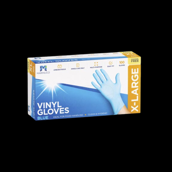 Gloves Powder Free Vinyl Extra Large Glove Blue 100Ea/Pkt - $3.76 + GST